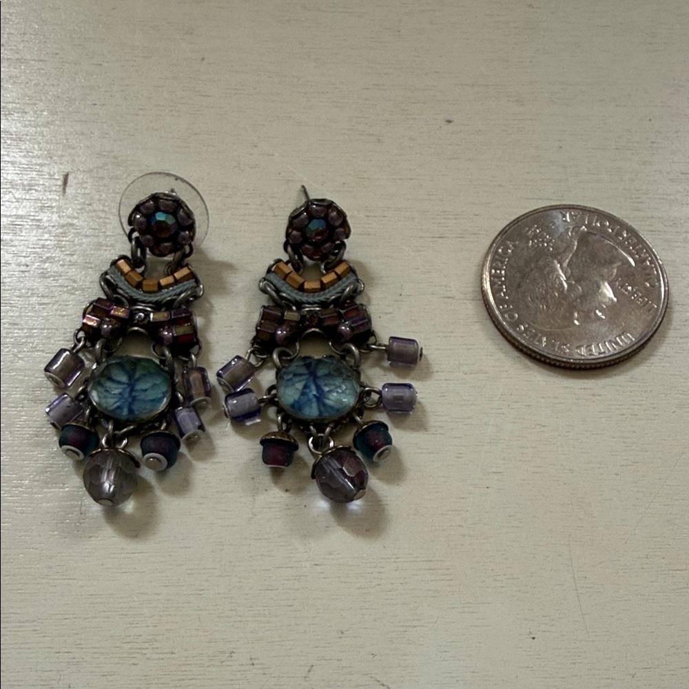 Boho Purple Beaded Dangle Earrings - Women Jewelry